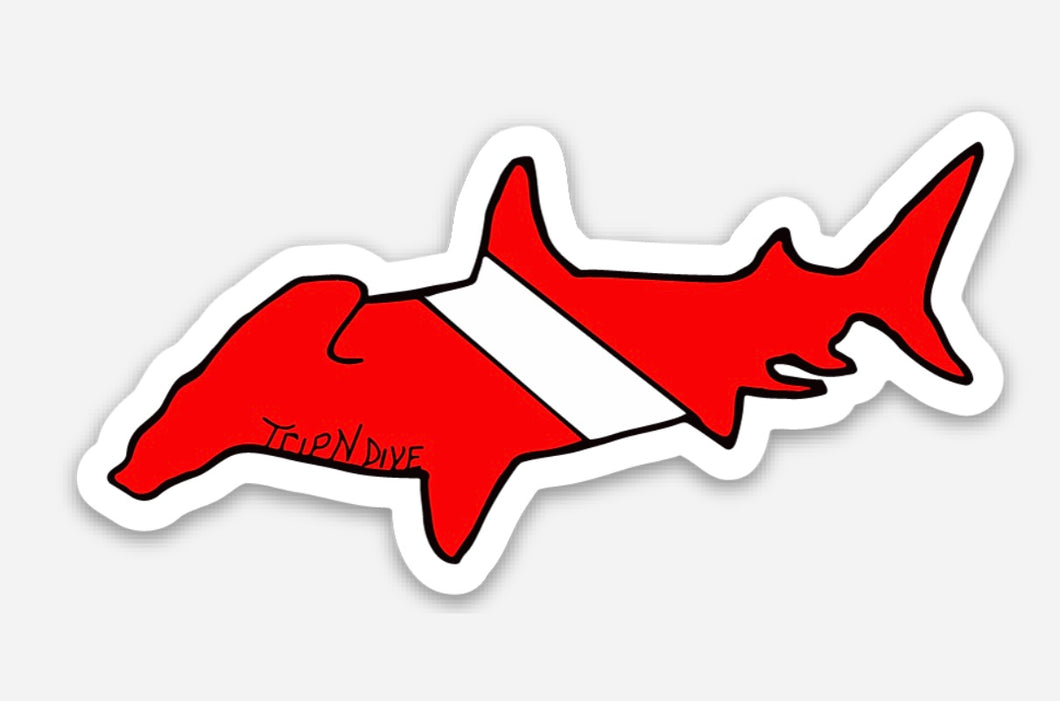 Hammer Head Dive Flag Sticker (3 Inch)