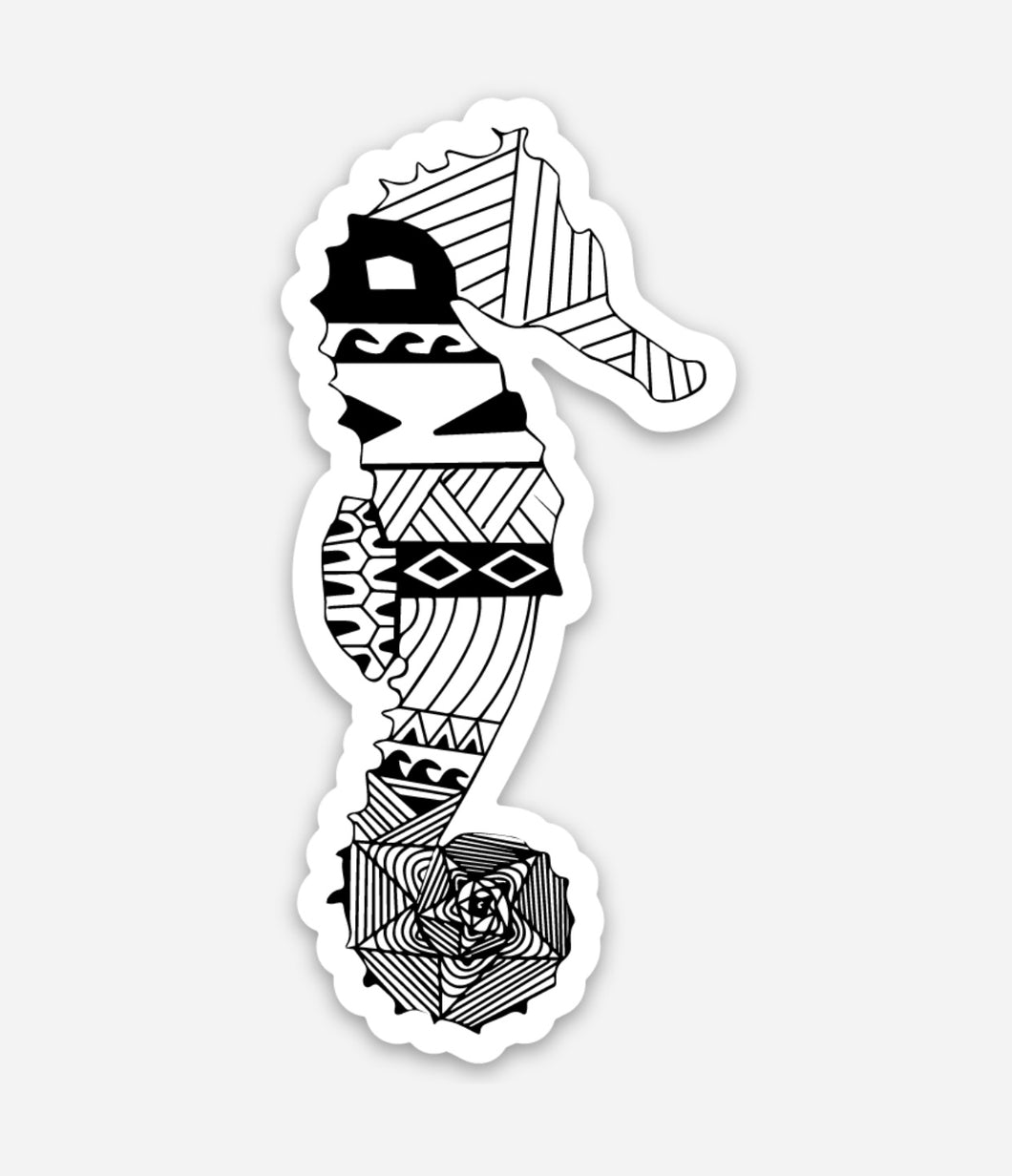 Tribal Sea Horse TripNdive Sticker (3 Inch)